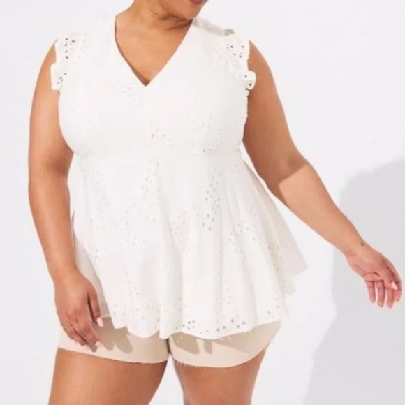 torrid Tops - V Neck Babydoll Ruffle Sleeve Top